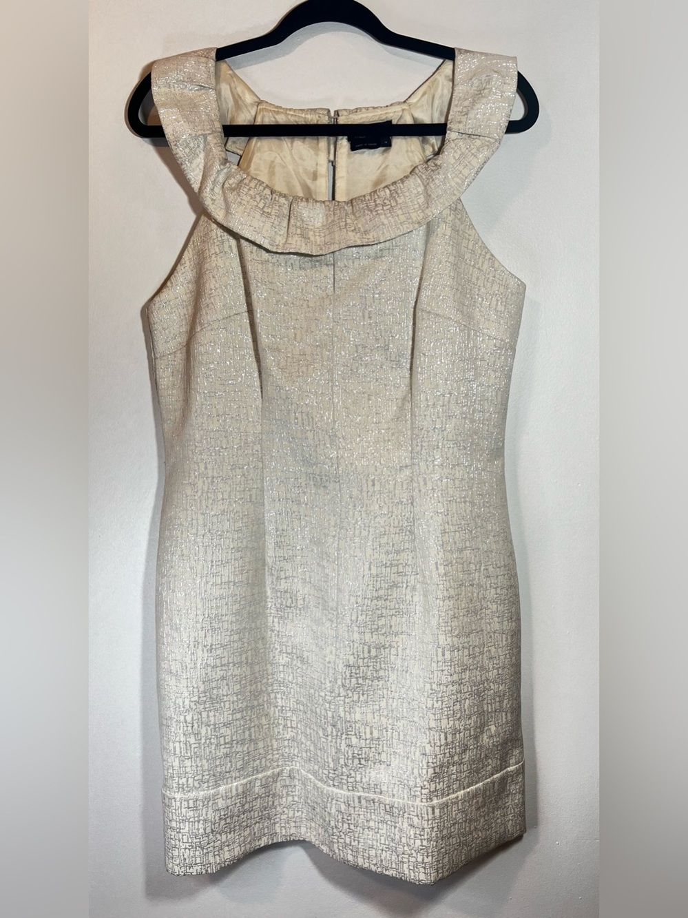 Max & Cleo Cream Ruffled Neck Mini Dress - Picture 2 of 6